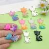 10-Color Gradient Glitter Cartoon Animal Kitten Charms for DIY Handmade Jewelry