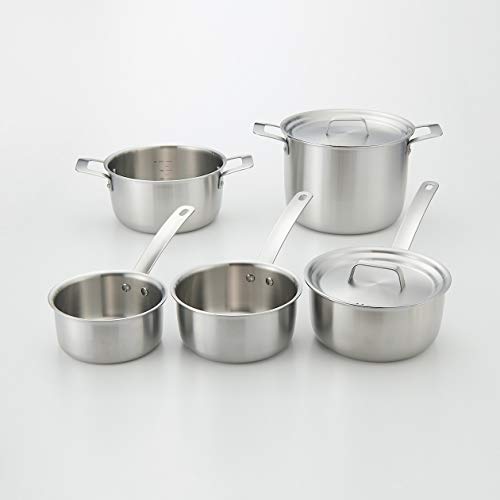 MUJI Dreischichtiger Edelstahll-Aluminium-Kochtopf, ca.. 1,5L, ca.. 36cm B x 13cm H, 82219920, Silber