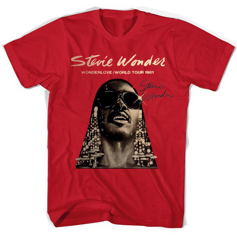 Rare Stevie Wonder World Tour 1991 Gift For Fan Sleeve Full Size Red T-shirt TMB S
