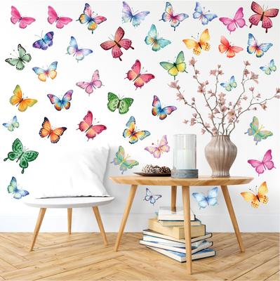 Butterfly Wall Sticker Watercolor Home Decoration Bedroom Classroom Children's Room Small Fresh Self-adhesive PVC Waterproof Wall Sticker