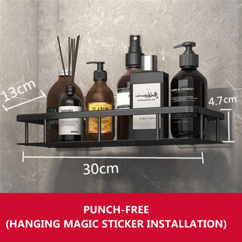 Baderomshyller Perforert-gratis toalettoppbevaringshylle Toalettsaker Veggfeste Oppbevaringsstativ Kjøkken Organisering Kosmetisk skap Oppbevaringsstativ