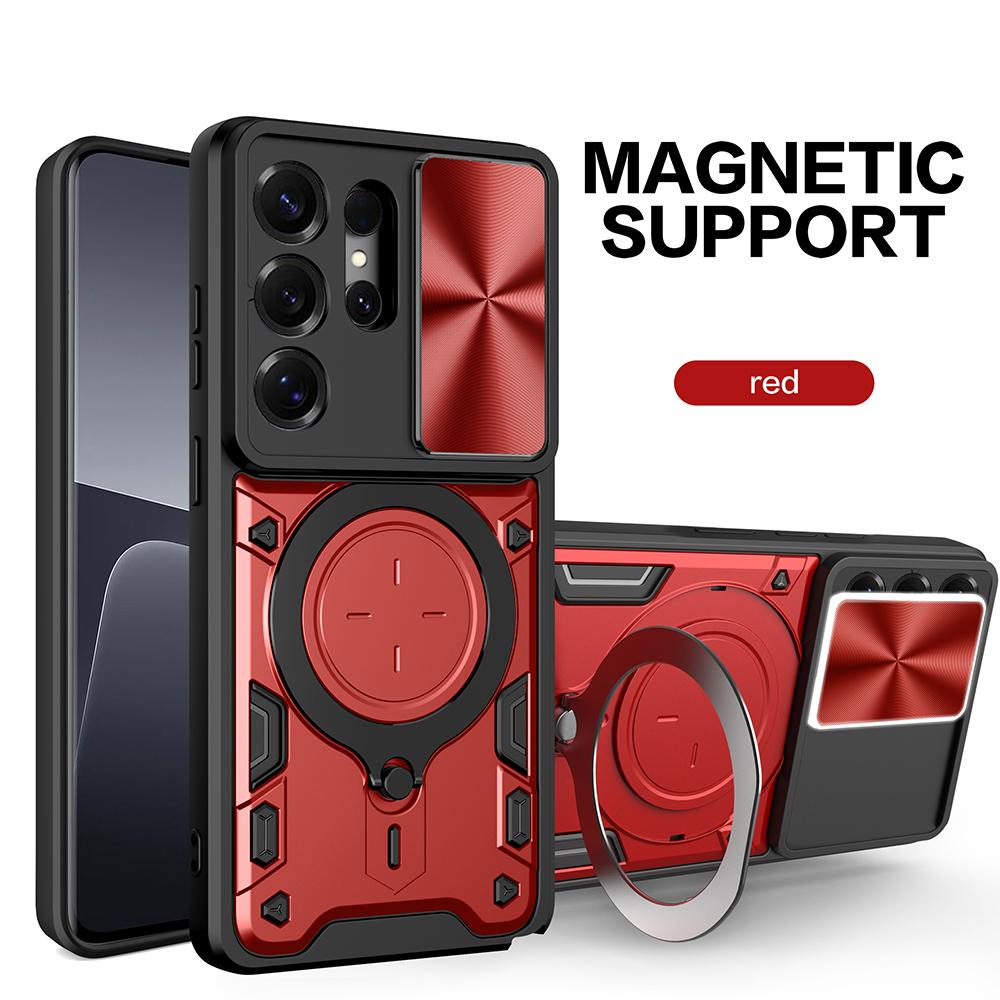 Magnetic Stand Funda for Samsung Galaxy S26 Ultra S25 Plus S24 FE S23 Case Slide Camera Full Protection Back Cover Capa