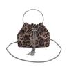 Leopard print fashion small bag spring new portable bucket bag retro chain oblique span bag