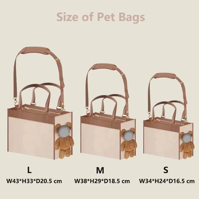 Portable Cute And Large-Capacity Pet Bags For Going Out The Bear Plush Dog Shoulder Bag Allows The Pet To Show Its Head