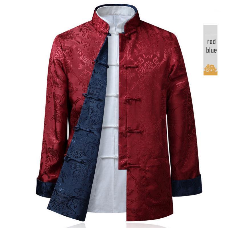 Men's Reversible Tang Suit Jacket - Spring/Autumn Casual Hanfu for Dad and Grandpa