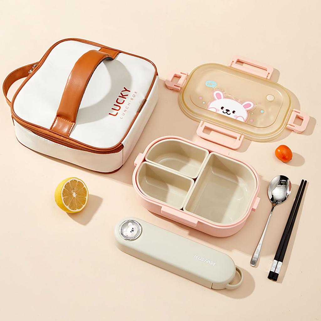 Detachable 3 Compartments Plastic Lunch Box For Kids School Picnic Portable Leak-proof Cartoon Fruit Bento Box Microwave Safe