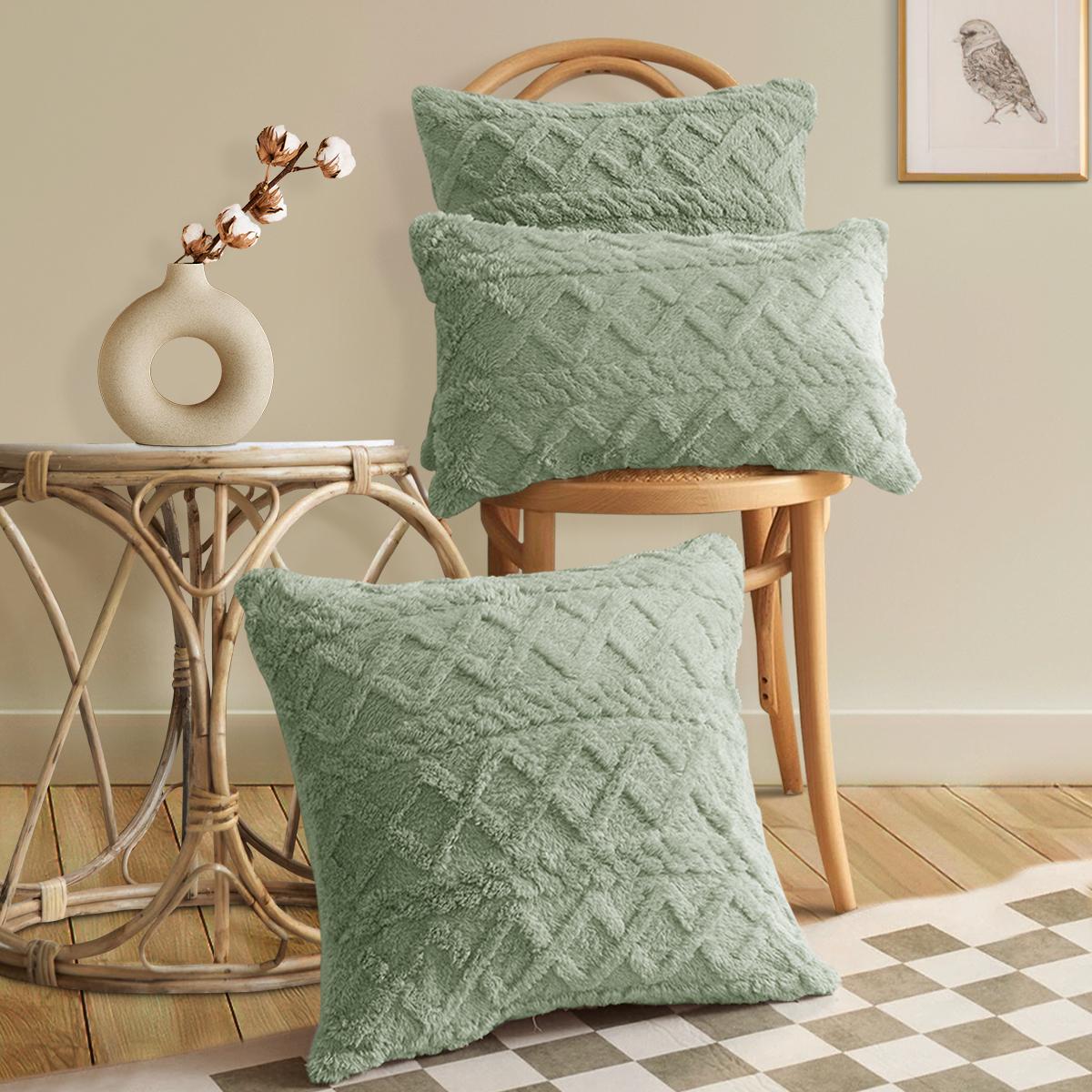 

1pc double-sided jacquard plush solid color elastic pillowcase, sofa office lumbar support cover, without pillow core 30cmx50cm 1PC