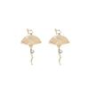Chinese Carved Folding Fan Pearl Tassel Earrings | Retro Hanfu No-Piercing Ear Clips