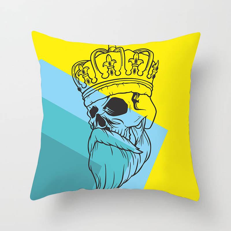 Black Grey Skull Face Living Room Decor Pillowcase Car Halloween Sofa Cushion Cover
