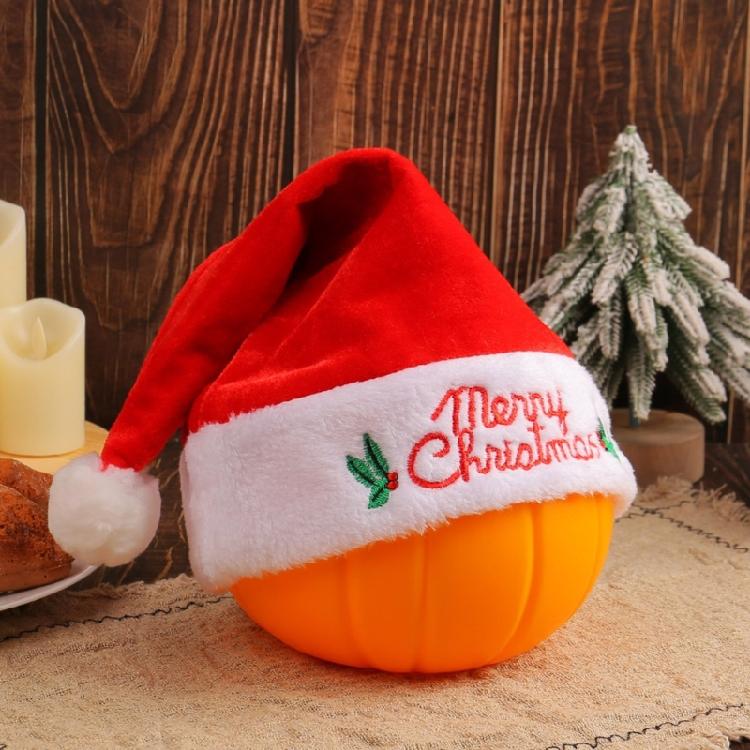 Plush Christmas Santa Hat with Embroidery Brim for Holiday Parties Giving Love