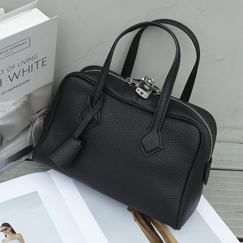 2025 Victoria Small Capacity Leather Boston Shoulder & Crossbody Bag