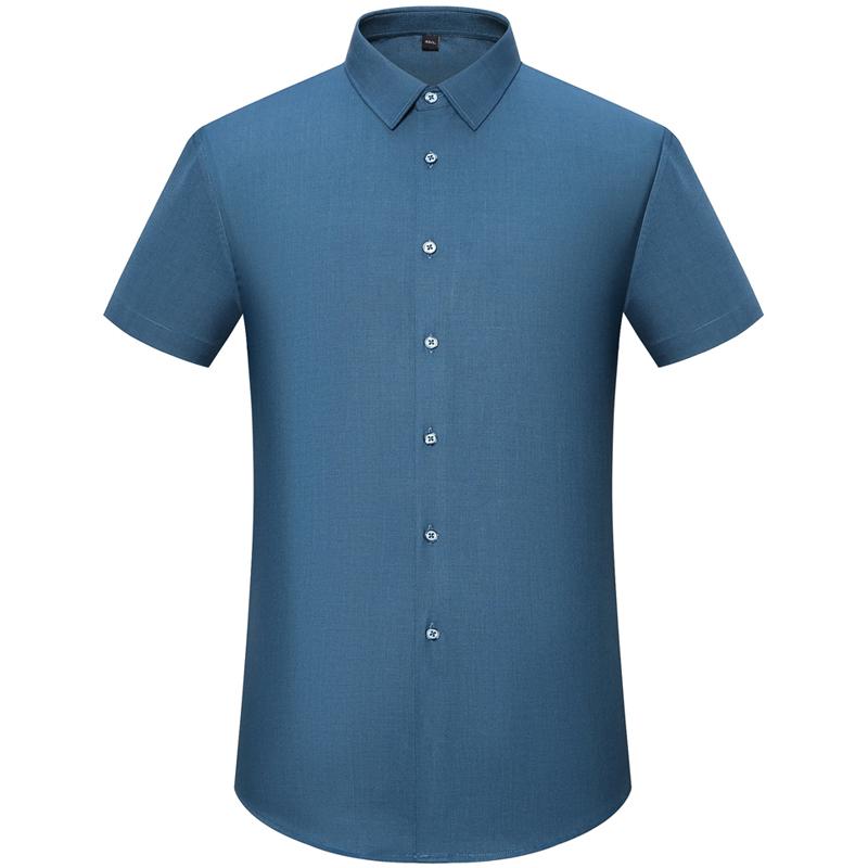Classic Style Men's Solid Color Short Sleeve Button Up Lapel Shirt, Casual Chic Summer Tops For Office Casual Outdoors Wear