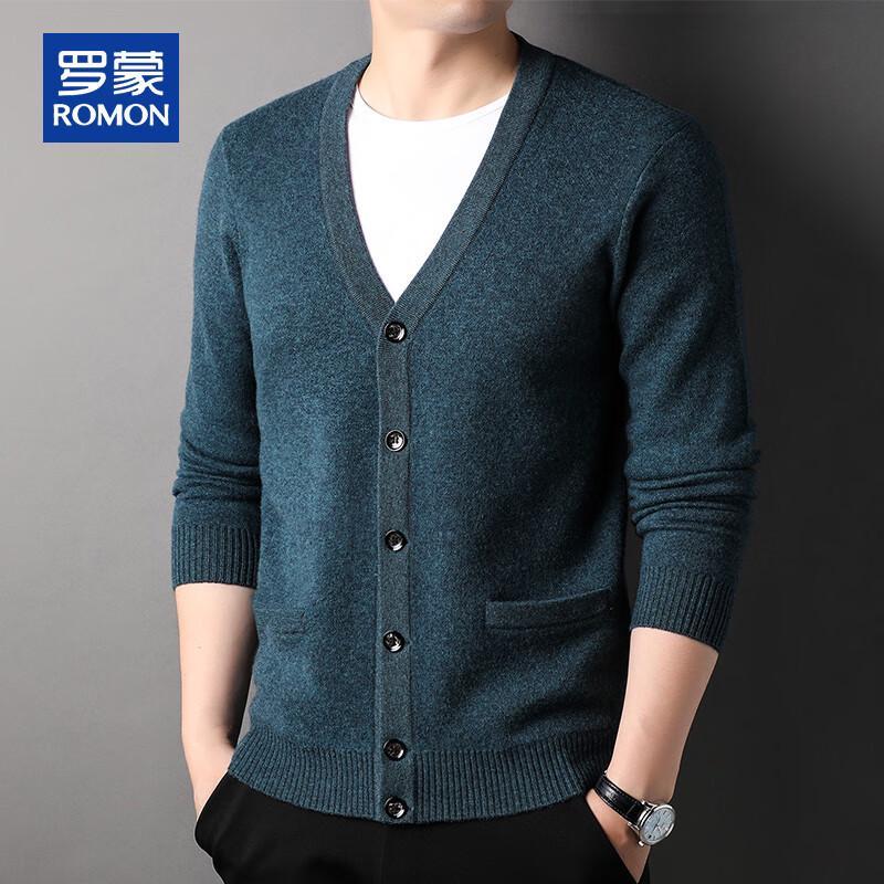 

ROMON Men s 100% Pure Wool Thickened V-Neck Cardigan Sweater 3XL 190/104A