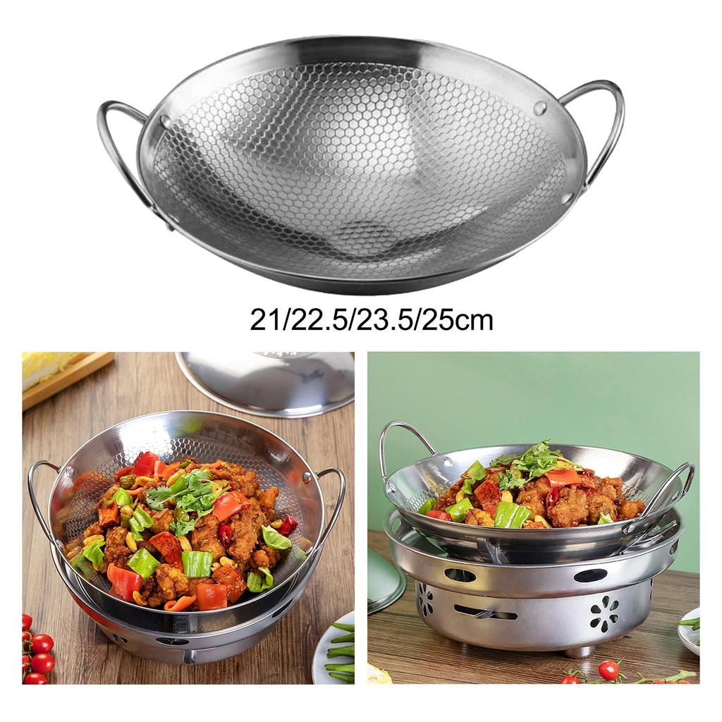 Stainless Steel Wok Pan for Home and Restaurant Stir-Frying