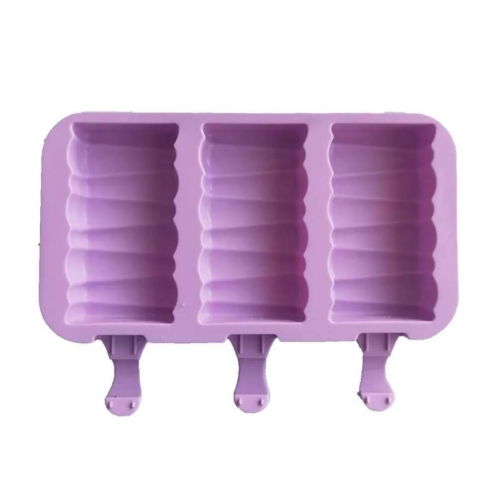 Ice Cream Tools 3 Holes Building Block Cartoon Mold Silicone Popsicle Mould Reusable DIY Pop Cube Tool Tray Dessert TLY067