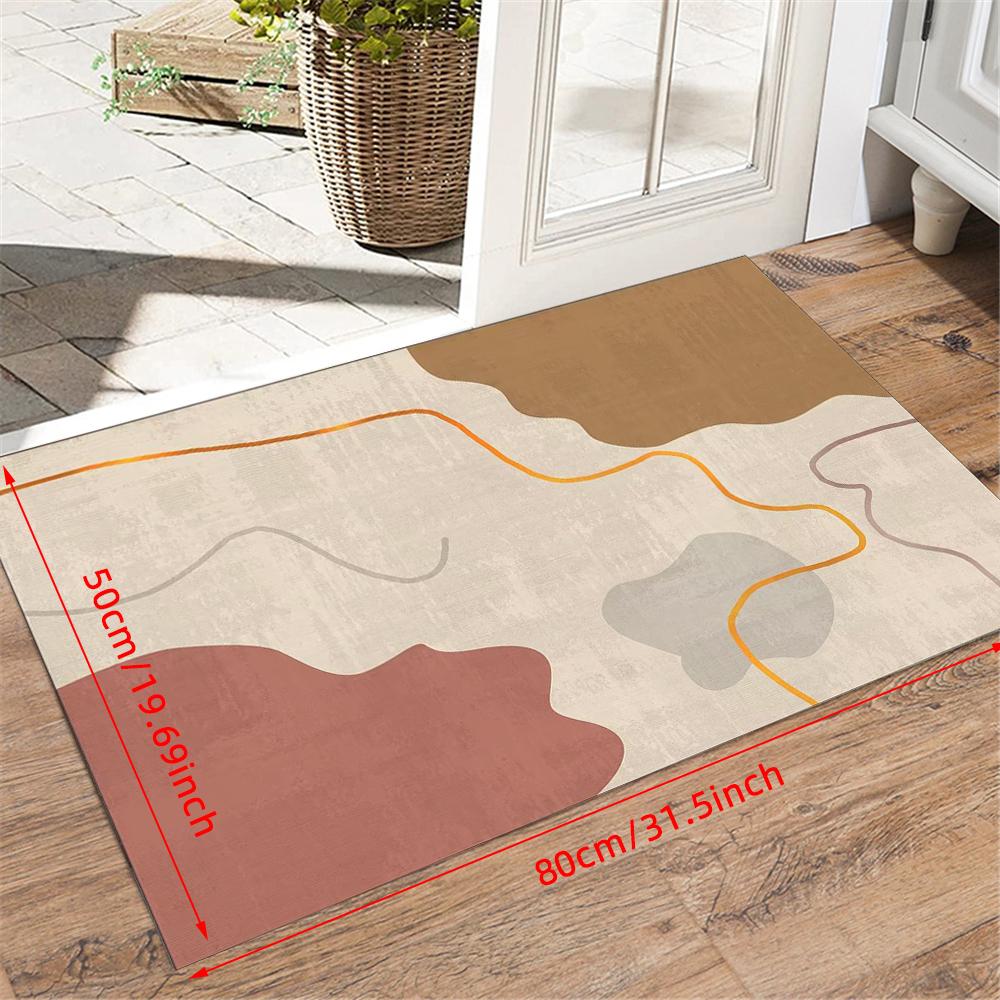 1 Pc 1cm Thickened Modern Morandi Style Door Mat Soft Flannel Entrance Door Mat for Home Decor Anti-Slip Carpet Absorb Water Kitchen Bath Mat