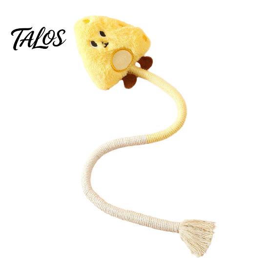 Talos Cotton Rope Cat Toy, Silent Plush Cloud Carrot Cheese Chew Stuffed Crocodile Toy for Indoor Cats Teething Relief, Interactive Play
