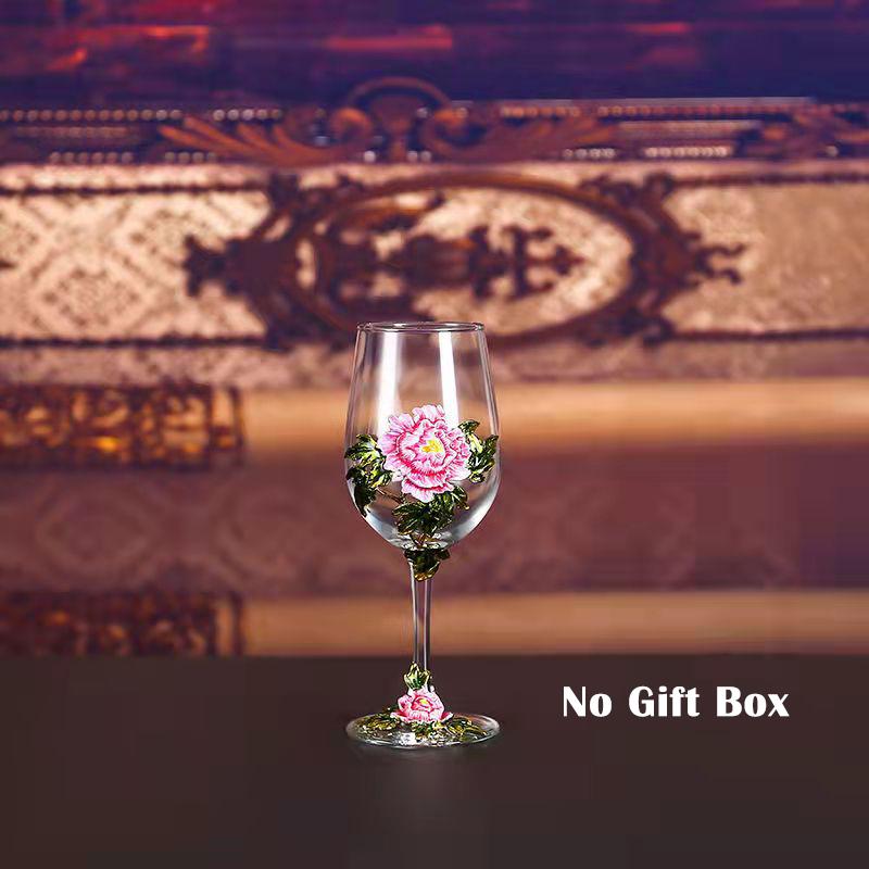 Superior Enamel Peony Glass Crystal Champagne Cup Set Goblet Glasses Glasses of Wine Wineglass Luxury Glass Cups Vintage Whiskey