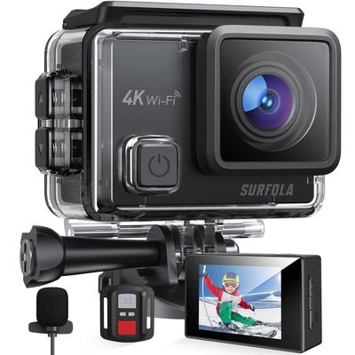 Surfola SF230 Action 4K EIS Image Dual Color Underwater with Fisheye Two and Extensive Accessories Camera, 30fps, 20MP, Stabilization, Screen, Sports,