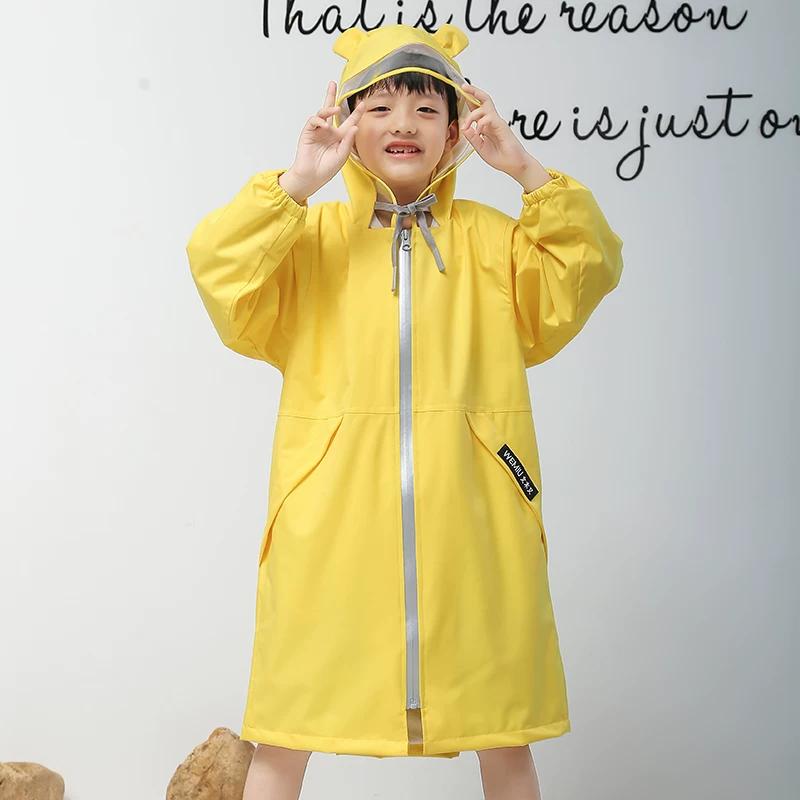 Kids Raincoat Girl with Schoolbag Primary School Student Body Long Cute Kindergarten Baby Poncho Thickened Korean Style
