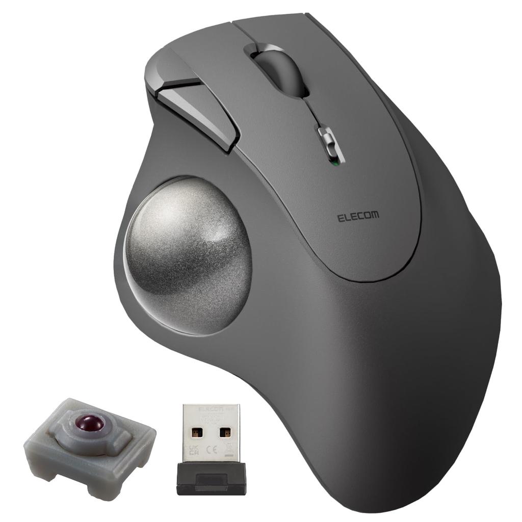Elecom Wireless Trackball Mouse IST Wireless Thumb Operated 36mm Ball Artificial Ruby Support 5 Buttons Windows Mac Chromebook Black 2.4GHz M-IT10DRBK