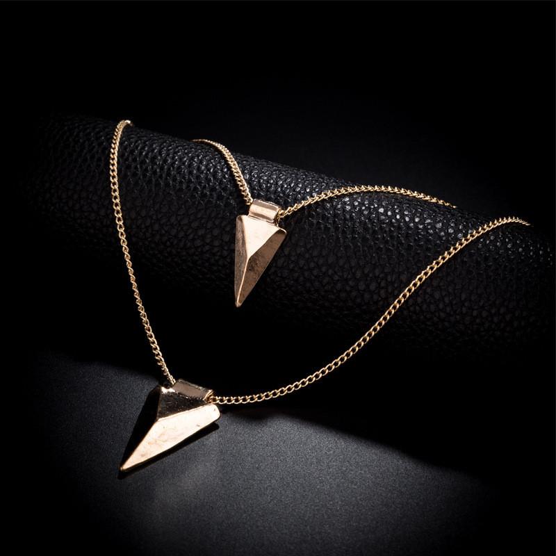 Plated Gold Stylish Geometric Arrow Multi Layer Necklace For Everyday Wear