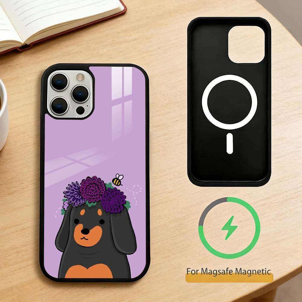 Dachshund Cartoon Phone Case For iPhone 17,16,15,14,13,Pro,Max,Plus,Magnetic For Magsafe Wireless Charging
