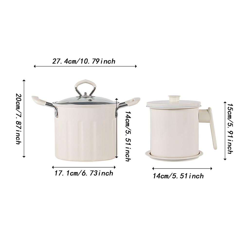3L Stainless Steel  Deep Fryer Pot with Oil Storage Pot Kitchen Cooking Pot Butter Warmer for Chips Onion Rings Cooking Tool