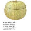 Vegetable Food Hand Woven Storage Basket Durable Wicker Tray Multi-Purpose Storage Box with Lid Home Organizer Round