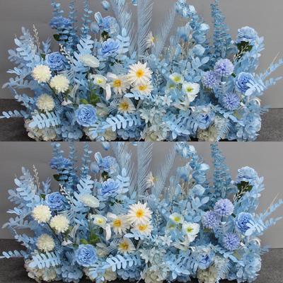 Blaue Hochzeitsgang-Blumenarrangements - Künstliche Reihen-Dekorationen