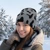 Thickened Pullover Hat Ear Protection Winter Beanie Hat Versatile Cow Pattern Knitted Hat  Riding