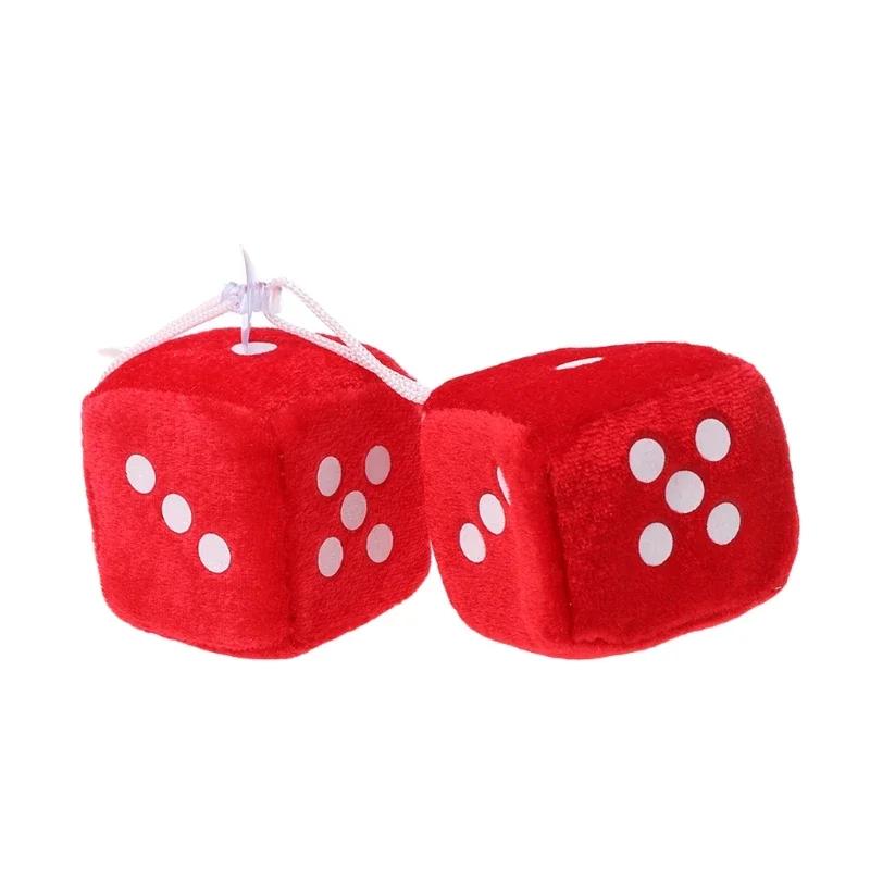 2PCS Auto sSoft Fuzzy Dice Dots Rear View Mirror Hanger Decoration Car Styling Interior Accessorie 6 Colors