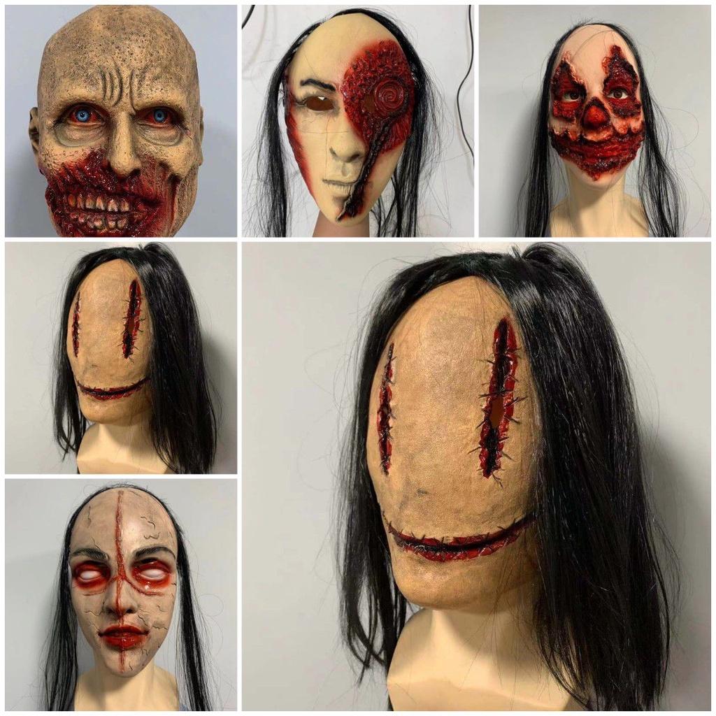 Scary Halloween Ghost Latex Horror Mask Cosplay Props Rotten Face Headgear