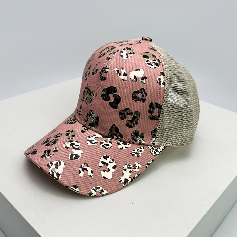 Baseball Tail Cross Criss Print Leopard Bronzing Women New Brand Latest Fresh Caps Peaked Hats Mesh Breathable Sunshade Versatile Trucker Fashion