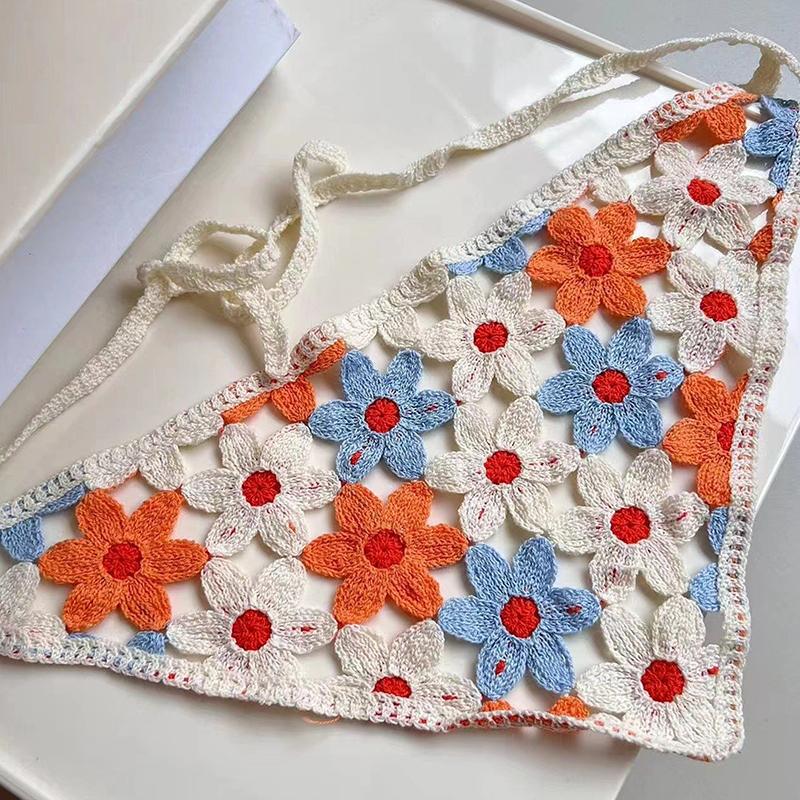 Süßes Niedliches Gestricktes Dreieck Stirnband Französischer Pastoralstil Stirnband Für Frauen Mädchen Kleine Blume Kopftuch Haaraccessoires