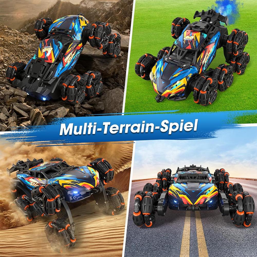 Eight-Wheel Swing Arm Drift Stunt Remote Control Car with LED Light Music and Spray Motor Racing Toy Gift from 3-12 Years