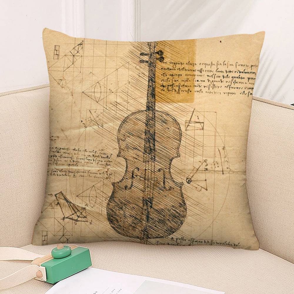 Da Vinci Inspired Sketches Pillow Case Plush Fabric Soft Double Sided Print Sofa Cushion Cover Throw Pillow Covers