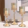 Metal Lace Glass Candlestick Ornament Household Living Room Dining Table Romantic Candlelight Dinner Candle Decoration