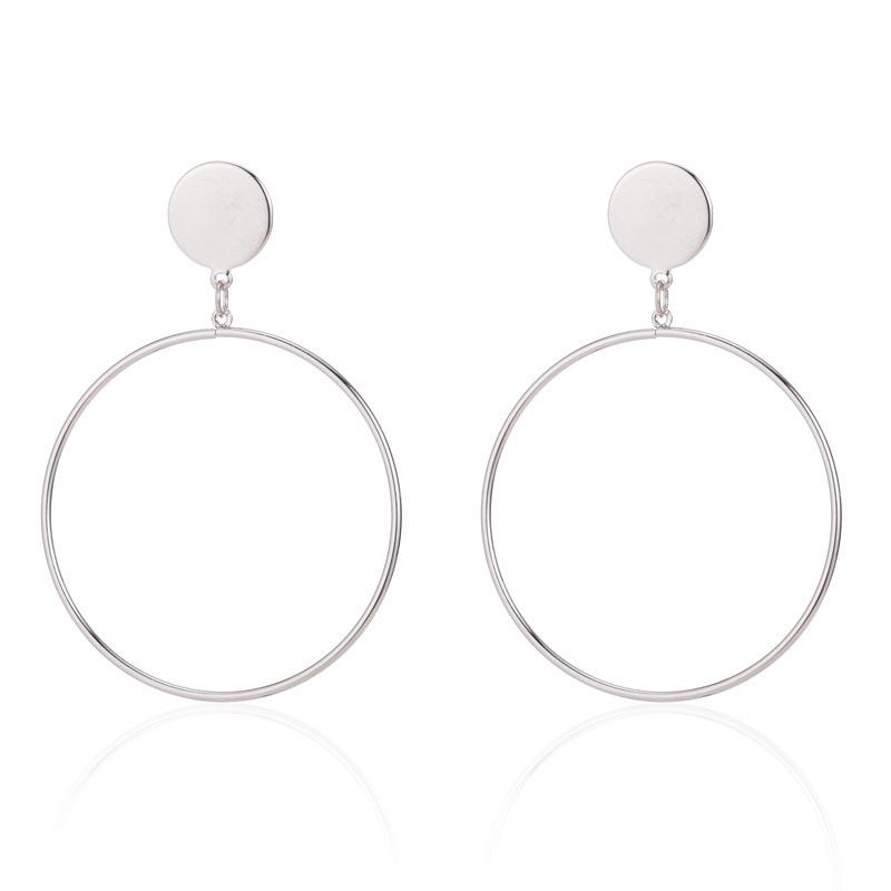Womens Alloy Stylish Hoop Earrings Modern Geometric Shape Accessory Statement