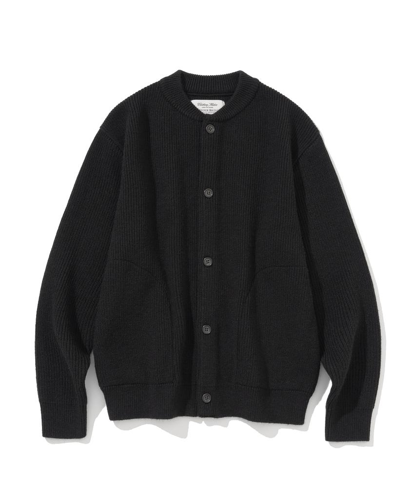 Uniform Bridge Fisherman Wool Knit Cardigan Black
