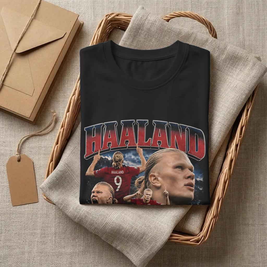 Haaland Norway Soccer TShirts Unisex Unisex Crazy 100 Cotton Tees Round Collar Short Sleeve T Shirt Plus Size Clothes