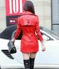 Trench Coat Red Handmade Lambskin Genuine Leather Casual Formal Wear New Women