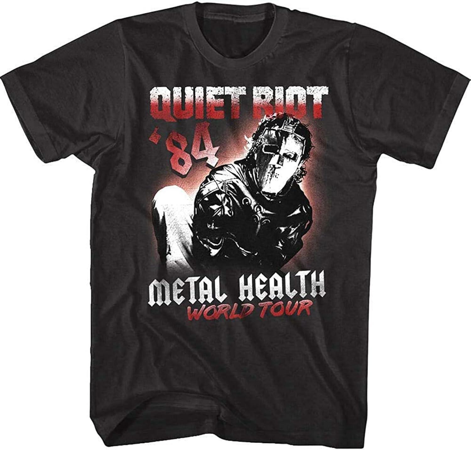 Men s Short Sleeve T-Shirt, Quiet Riot Metal Health Album World Tour 1984 Mens T Shirt Rock Concert Merch Black S чёрный
