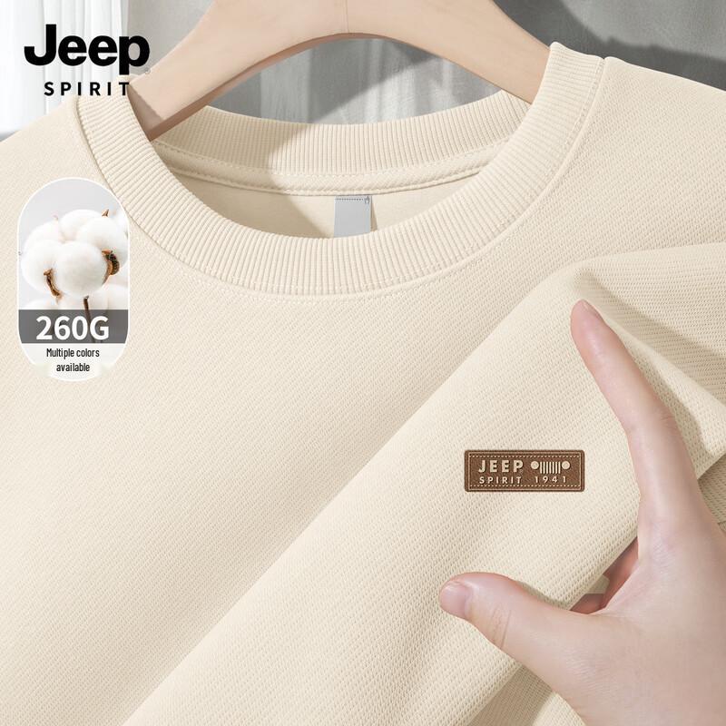 JEEP SPIRIT Men's Loose Fit Round Neck Pullover Sweatshirt