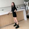 Vestito Primaverile e Autunnale da Donna Stile Coreano Casual e alla Moda Maglione con Cappuccio e Zip a Manica Lunga Gonna Corta