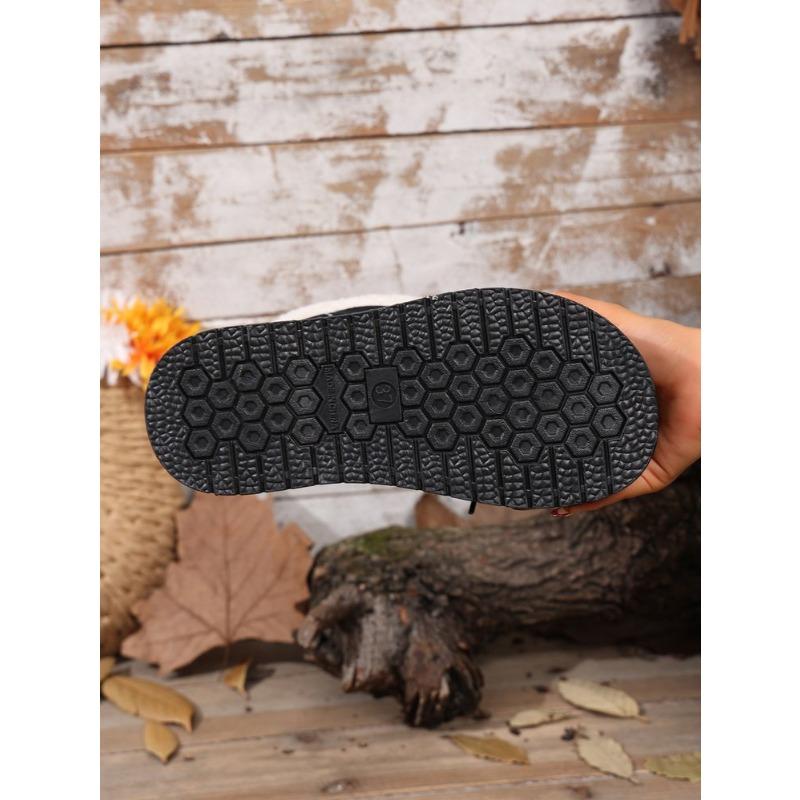 Women's Plus Size Lace Up Platform Snow Boots Winter New Short Ankle Warm Fleece Lined Cotton Boots