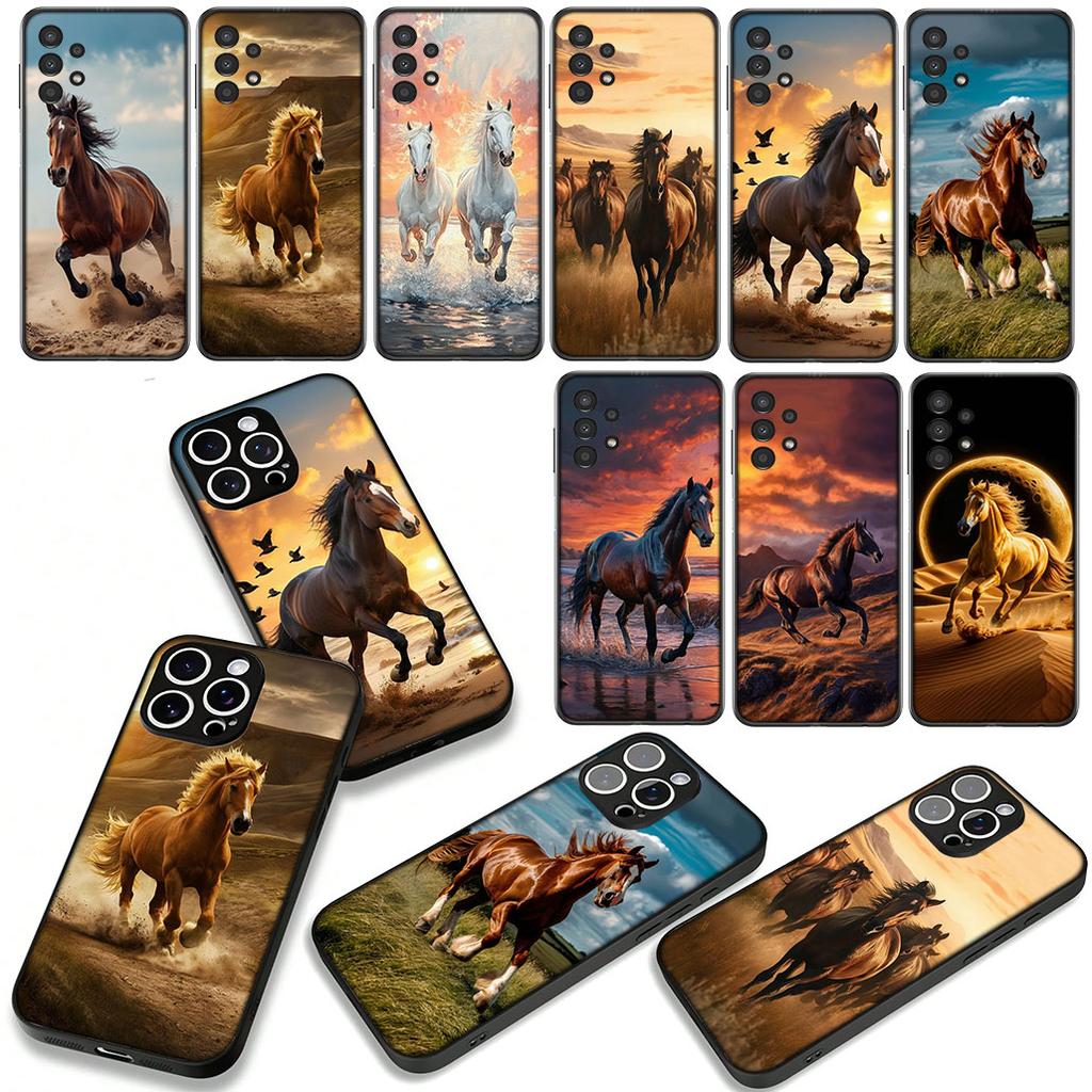 Running Wild Free Horse Phone Cover Case for OPPO A18 A16 A17 A38 A54 A40 A60 A80 A78 A79 A57 A55 A96 A15 A12 Casing