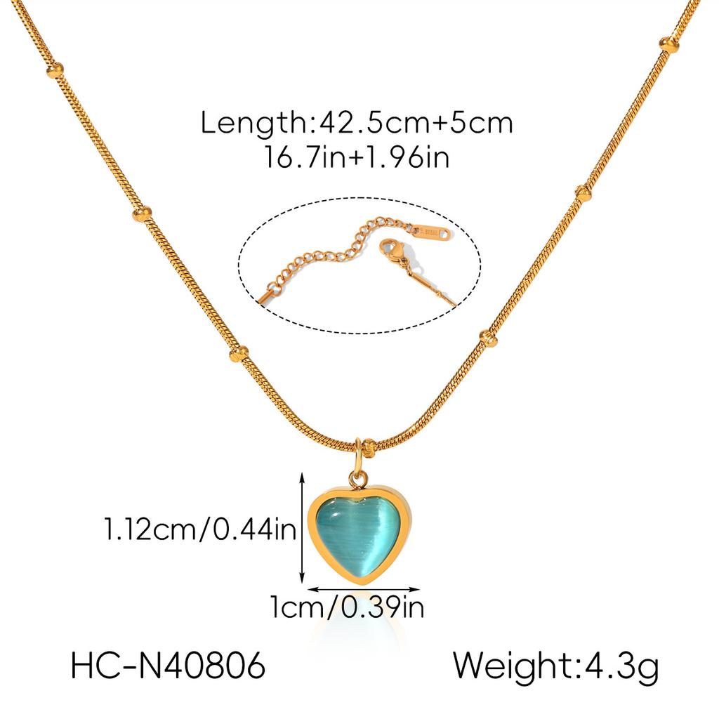 Blue Cat's Eye Stone Necklace for Women, Niche Design, Premium Stainless Steel Pendant, Ins Style Titanium Steel Necklace