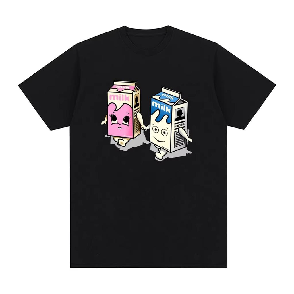 Milk Vintage T-shirt Funny Cotton Unisex Women T Shirt New Tee Tshirt Womens Tops Summer Popular Fashion Comfortable Short Tees