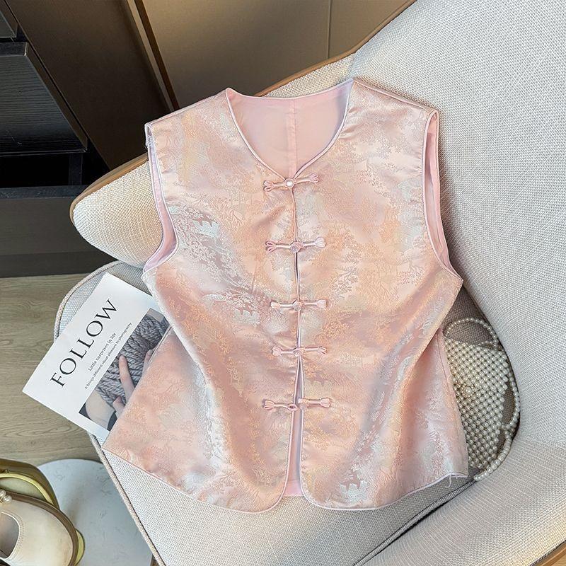 Button Jacquard Sleeveless Vest Vest Women's Spring 2025 High-end Fashion Loose Top